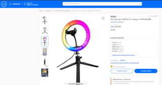 Aro de luz Vivitar TGB Negro VIVRLRGB8 de 20 cm por $3.990