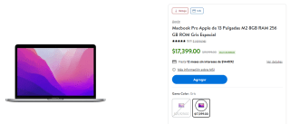 Macbook Pro 13" M2 8GB 256GB por $12,562 | Walmart (Banorte)