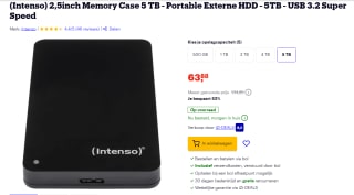 (Intenso) 2,5inch Memory Case 5 TB - Portable Externe HDD - 5TB voor €63,88 bij Bol