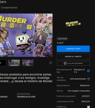 Gratis desde Epic games el juego Murder by Numbers (20/07)