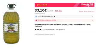 5 litros Aceite Oliva Virgen Extra Hojiblanca Olivar Tradicional por 29,10€