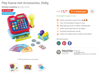 Play Kassa met Accessoires, 26dlg. voor €15 bij Lobbes