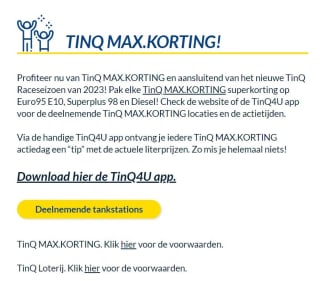 TinQ Max korting tijdens F1 racing dagen