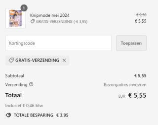Gratis verzending op de nieuwste Knipmode + 4 ansichtkaarten gratis