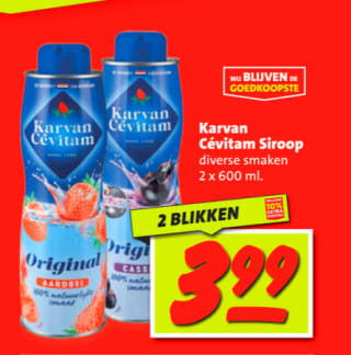 Diverse smaken Karvan Cevitam siroop 2 voor €3,99 Bij Nettorama