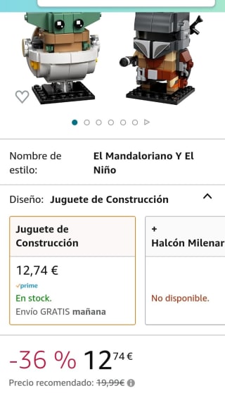LEGO 75317 Star Wars BrickHeadz El Mandaloriano y el Niño, Baby Yoda por 12,74€.