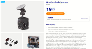 Nor-Tec dual dashcam voor auto voor €19,95 bij de Action