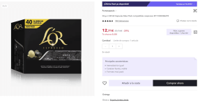 Pack L'OR 40 Cápsulas Onyx Maxi Pack por 7,63€