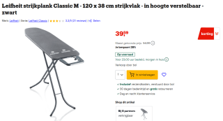 Leifheit Strijkplank Classic 120 x 38 cm voor €39,59 bij Bol
