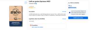Café en grains Espresso MEO 1kg à 13,50€