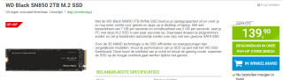 Western Digital Black SN850 - Interne SSD - Zonder Heatsink - 2TB M.2 voor €139,90 bij Megekko