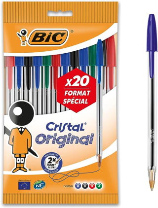 20 Unidades, BIC Cristal Original Bolígrafos Punta Media (1,0 mm) Colores Surtidos por 5,24€