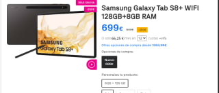 Samsung Galaxy Tab S8+ WIFI 128GB+8GB RAM por 699€