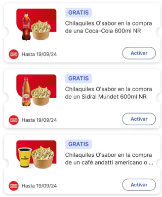 Cupón Chilaquiles Gratis en Spin Premia comprando Coca Cola o Café