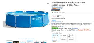 Intex Piscina redonda azul con estructura metálica elevada 305 x 76 cm por 77,51€
