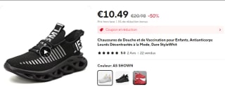 Chaussures de Douche et de Vaccination pour Enfants à 10,49€