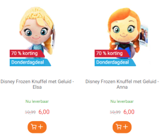 Disney Frozen Knuffel Anna of Elsa met Geluid voor €6 bij Lobbes