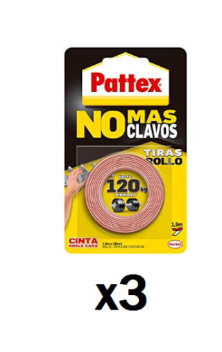 Pack 3 Pattex No Más Clavos Cinta de doble cara extrafuerte por 14.98€