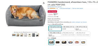 Hondenmand met Afneembare Hoes Grijs 110 x 75 x 27 cm voor €37,49 bij Amazon