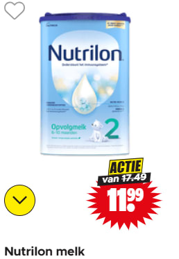Alle Nutrilon opvolgmelk voor €11,99 bij Dirk