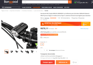 Farol para Bicicleta da Astrolux Bc2 - R$ 70,11