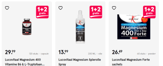 1+2 gratis op alle Lucovitaal Magnesium producten bij de Etos