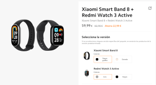 Xiaomi Smart Band 8 + Redmi Watch 3 Active por 59,99€