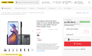 Smartphone da Motorola, modelo Moto Edge 30 Fusion de 256GB - R$ 2.366,32