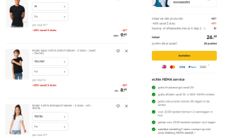 Tot 40% stapelkorting op basic kinder- en heren-t-shirts bij HEMA