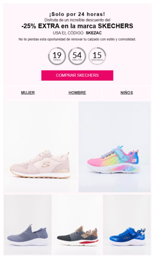 -25% EXTRA en SKECHERS acumulable hasta -50%