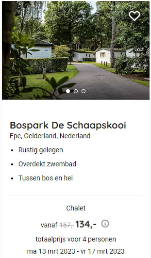 Last minutes vanaf €129 bij Roompot