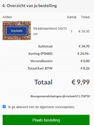 Straatnaambordje voor €9,99 dmv code bij Canvascompany