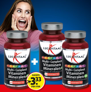 Multi+ Compleet Vitaminen Mineralen 1+2 gratis bij Lucovitaal