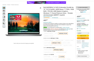 Dell INSPIRON 14 5435 Ryzen 7 7730U 16GB RAM 1TB por 489€