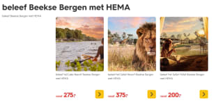 Diverse Safaripark Beekse Bergen overnachtingen vanaf €200 voor 2 personen via de Hema