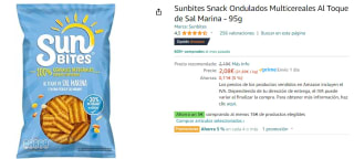 8 Paquetes de Sunbites Snack Ondulados Multicereales Al Toque de Sal Marina - 95g por 10.81€
