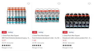L'Oréal Paris Men deodorant met 50% korting op 6packs bij Wehkamp
