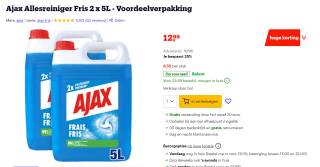 Diverse Ajax Allesreiniger 2x 5L voor €12,99 bij Bol