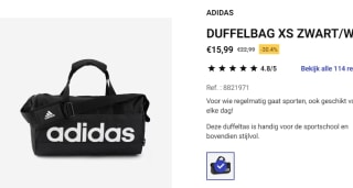 Adidas duffel tas Extra Small' voor €15,99 bij Decathlon