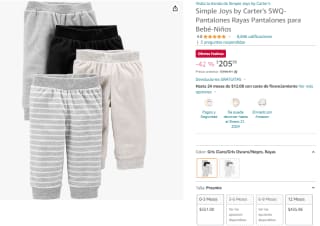 Pantalones para Bebé Simple Joys by Carter's por $206 en Amazon