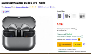 Samsung Galaxy Buds3 Pro voor €137 bij Bol