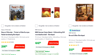Tot €10 extra select korting op heel veel bordspellen in de sale bij Bol
