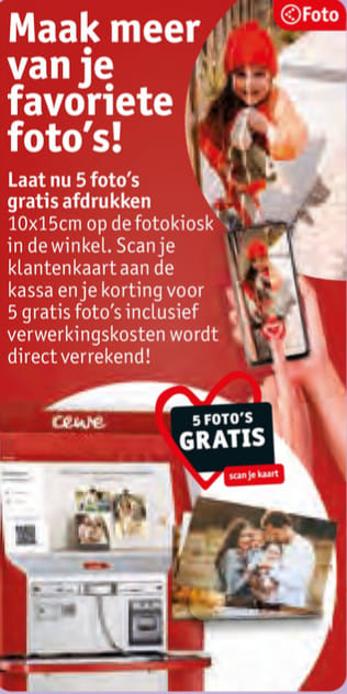5 gratis foto's in de Fotokiosk bij Kruidvat