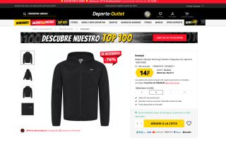 Chaqueta Reebok Olympic Running Hombre con capucha por solo 14,39€