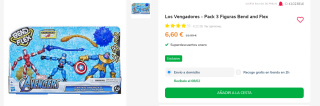 Los Vengadores - Pack 3 Figuras Bend and Flex por 6.6€