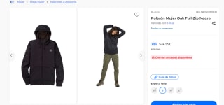 Polerón Mujer Oak Full-Zip Negro por $24.990
