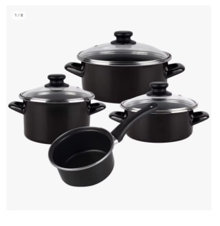 Batería de Cocina 7 piezas Magefesa Kenia, acero vitrificado exterior negro. Antiadherente bicapa Reforzado por 38.11€ (Cuenta Nueva 28.11€)