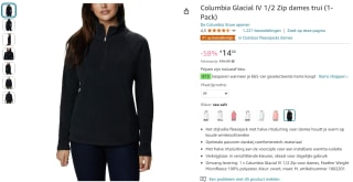 Columbia Glacial IV 1/2 Zip dames trui voor €14,66 bij Amazon