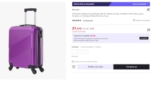 Maleta de Cabina 4 Ruedas de Viaje Semirigida 21.67€ (Cuenta Nueva 12.87€)