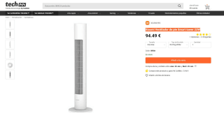 Xiaomi Ventilador de pie Smart tower 22W por 94,49€